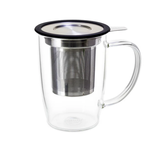 Glass Tall Tea Mug with Infuser & Lid